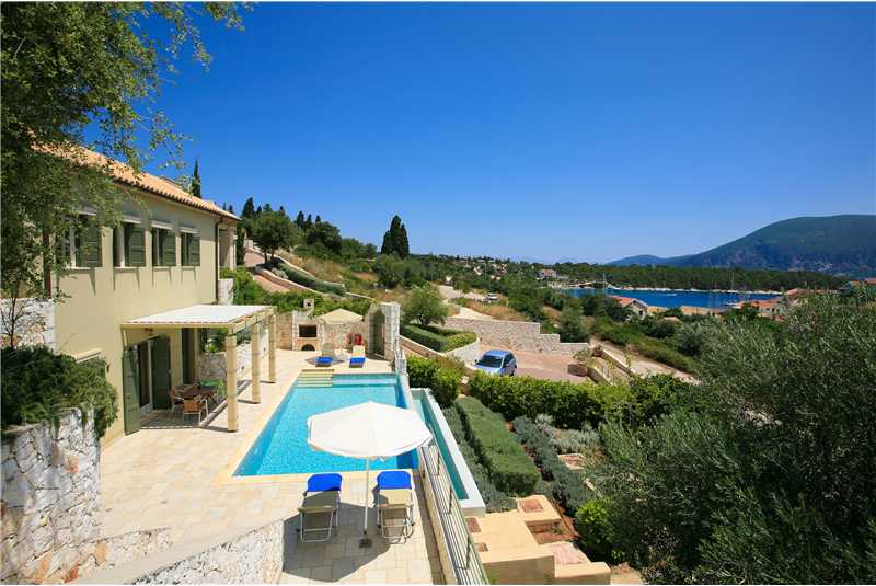 Villa Dentrolivano overlooking Fiscardo Harbour with Ithaca in the background