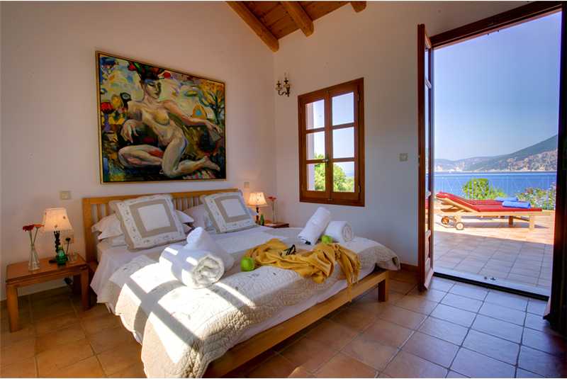 Villa Dolicha downstairs double bedroom with pool access