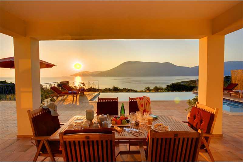 Villa Dolicha enjoy an eveing meal whilst watching the sunset