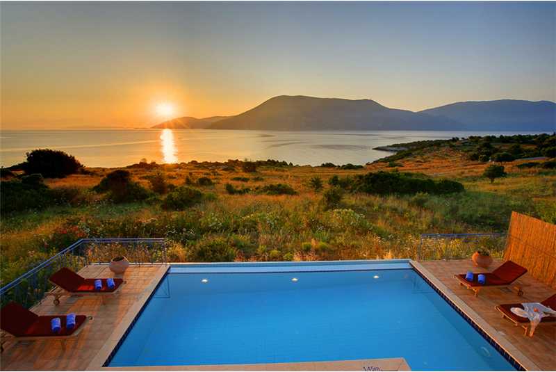 Villa Dolicha watching the sunset over the island of Ithaca