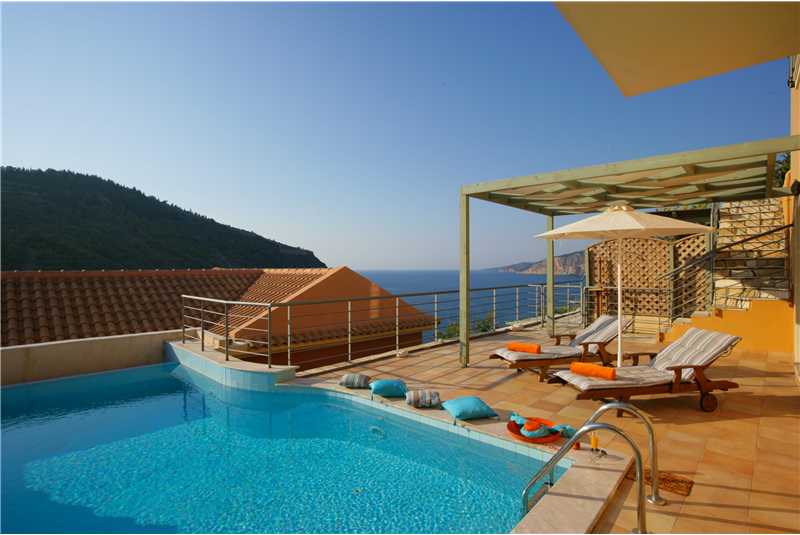Villa Eleni swimming pool overlooking the sea