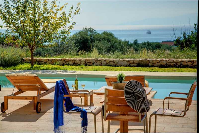  Villa Ippokampos pool and views of the glistening Ionian sea