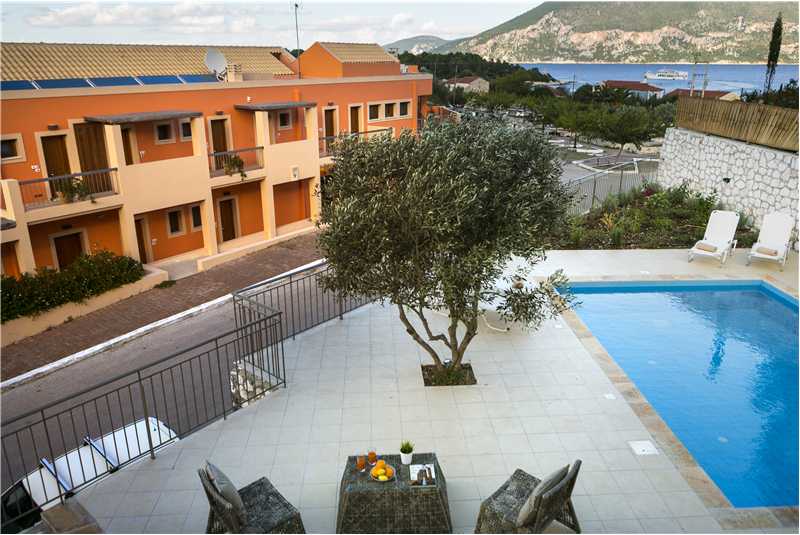  Villa Isalos pool and terrace with view of harbour